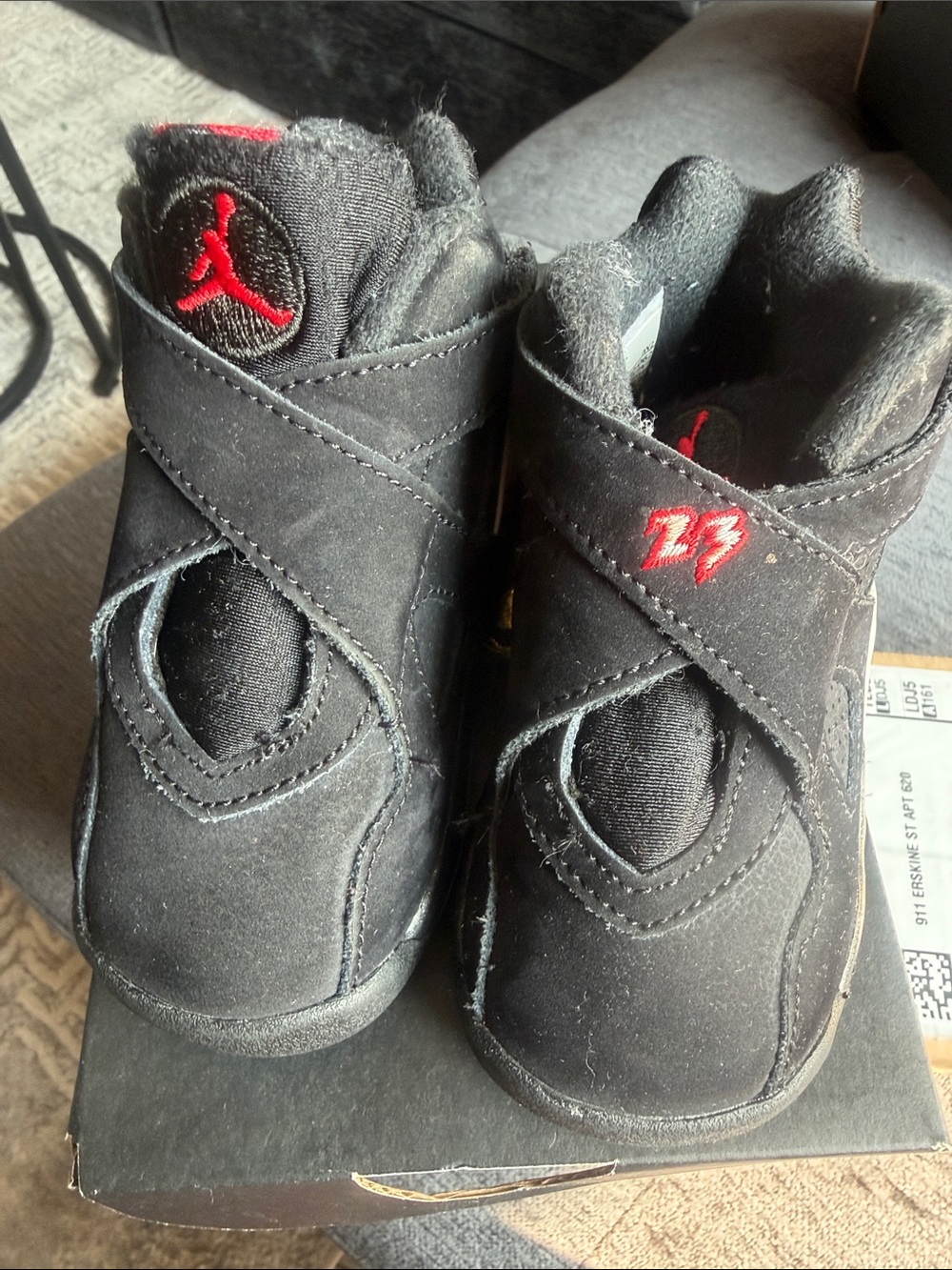 Jordan Toddler Black Sneakers with Red Accents